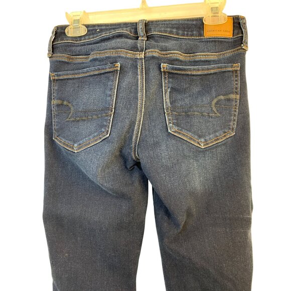 American Eagle Sz 6 Womens Next Level Jegging Dark HR Crop Stretch Denim Jeans - Picture 7 of 8